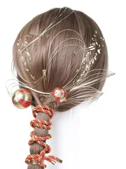 人気商品水引髪飾り レッド 紐装飾 和玉 金箔 卒業式 入園式 入学式 夏祭り [NANA手作り]髪飾り 花火 浴衣 七五三髪飾り 成人式髪飾り 振袖髪飾り