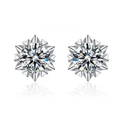 0048_スターバースト スノーフレーク ピアス 2カラット S925銀 金属アレルギー対策品