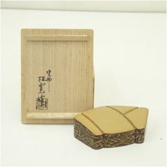 TS61 蓮田修吾郎 黄銅 盒子 鋳金 工芸品 共箱付 香合 茶道具 金属工芸
