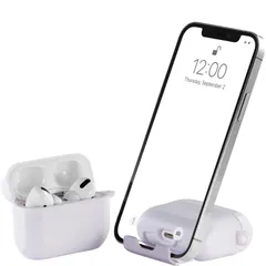 【2022年AirStand】AirPods Proケース 携帯電話スタンド付きのAirPods Pro 第1世代/第2世代 ケース 全面保護カバー 耐衝撃 ワイヤレス充電対応 カラビナ・キーチェーン付き