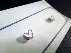 ホワイト ミルグレイン ハート  RG(ローズゴールド）　マグネット　イヤリング　（ピアス風