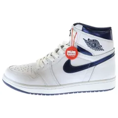 NIKE (ナイキ) AIR JORDAN 1 RETRO HIGH OG METALLIC NAVY エアジョーダン1 レトロ メタリックネイビー ハイカットスニーカー ホワイト US9/27cm 555088-106