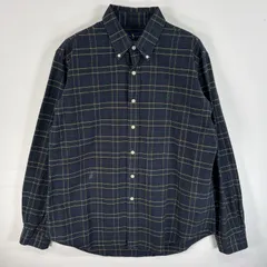 古着 ラルフローレン RALPH LAUREN 長袖シャツ ワンポイント ロゴ 刺繍 ボタンダウンシャツ タータンチェック L  ネイビー系 マルチカラー メンズ