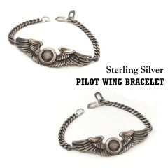 1940年代 ヴィンテージ シルバー パイロット ウィング ブレスレット エアホース USAF アクセサリー ミリタリー 軍物 1940s 1950年代 レア 希少 USA