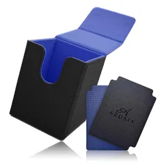 AROXIA デッキケース トレカケース 各種 カードゲーム 対応 (縦入れ, ブラック?ブルー) 1
