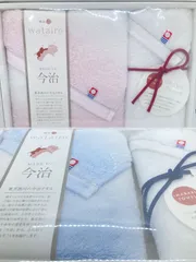 【新品】今治タオルセット×２箱　ピンク　ブルー　タオル　ギフト　贈物　プレゼント　他ぽ¥折るギフト　今治　フェイスタオル　ウォッシュタオル