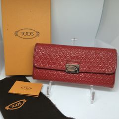 D153　TOD'S　トッズ　エナメル　長財布　ウォレット　レッド　
