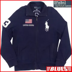 Polo Ralph Lauren ポロ ラルフローレン ジップスウェット ネイビー 星条旗 刺繍 Lサイズ USAモデル ジャージ ビッグポニー 紺 ネイビー ジャージサイズＬ一覧←SEULB屋着古← ＴＹ３９３７