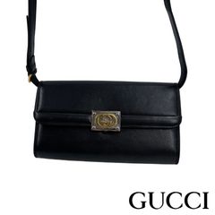 GUCCI グッチ インターロッキング ショルダーバッグ ブラック レザー クラッチ 2WAY レディース カバン 鞄 ブランド 【中古】【TB】