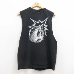 M/古着 ビンテージ ノースリーブ Tシャツ メンズ 00s 爆弾 クルーネック 黒 ブラック 25jul12 中古