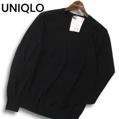 【新品 未使用】 UNIQLO ユニクロ ウール100％★ エクストラファイン メリノ クルーネック ニット セーターSz.S メンズ 黒