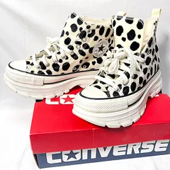 【未使用】CONVERSE コンバース 25cm ダルメシアン柄 厚底スニーカー US6.5 ホワイト系