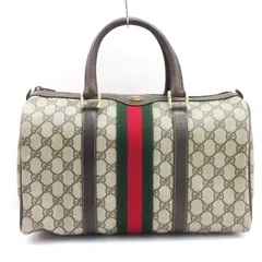 グッチ GUCCI オールドグッチ GGスプリーム シェリーライン ミニ ボストンバッグ ハンドバッグ 3842 ブラウン系