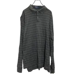 Polo Ralph Lauren 長袖 ボーダーポロシャツ XL グレー ポロラルフローレン ワンポイントロゴ ロンT 古着卸 アメリカ仕入 a611-5300
