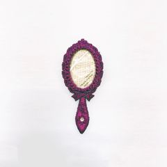 【LM / エルム】ブローチ 手鏡 (パープル)  /  立体刺繍アクセサリー ミラー