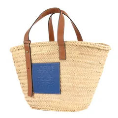 LOEWE ロエベ パリ ボンマルシェ限定 アナグラムレザー バスケットバッグ ラージ カゴ トート ベージュ ブルー スペイン製 ブランド シンプル カジュアルのサムネイル