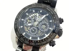 【七重浜811-8-070716nh】中古品 J.HARRISON SKELETON J.H-002C ジョン・ハリソン スケルトン クロノグラフ ブラック 自動巻き 腕時計 メンズ アクセサリー