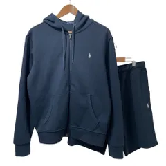 美品 POLO RALPH LAUREN ポロラルフローレン 長袖 パーカー＋ショートパンツ スウェット セットアップ M/S ネイビー メンズ 古着 中古 USED