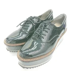 ◇ EVOL イーボル 厚底 エナメル おしゃれ カジュアル レースアップシューズ サイズ22.5 ブラック レディース E  【1309040033337】