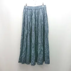 ◇ jeanasis ウエストゴム ラメ マキシ カジュアル ロング丈 プリーツ スカート サイズFREE ブルー レディース E  【1310050039721】