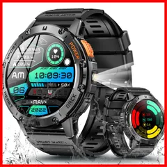 530mAh長持ちバッテリー iphone対応 アンドロイド対応 通話機能付き メッセージ通知 音楽再生 懐中電灯付き 音声アシスタント 腕時計 100+種類運動モード 軍用規格&防水防塵耐衝撃】1.43インチAMOLED高精度画面 Smart watch 【