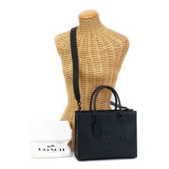 コーチ COACH トート シグネチャー キャンバス ディテール クロスグレイン レザー ロゴ CJ845 2WAYバッグ クロスボディ 斜め掛け 肩掛け ミニトート ハンドバッグ 手提げかばん メンズ レディース ブラック 中古 mba29021