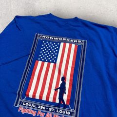 US古着 USA製 Union Made Labor Day レイバー デー Iron Worker アイアンワーカー Tシャツ L ブルー