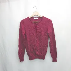 ◇ ⊂ NATURAL BEAUTY BASIC 長袖 カーディガン サイズM ワインレッド レディース E  【1502180067044】