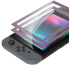 eXtremeRate switchに対応用透明なHDクリアセーバー保護フィルム、nintendo switchに対応用強化ガラススクリーン保護フィルム［傷防止、指紋防止、飛散防止、バブルフリー］【ダークグレーがかったバイオレット】