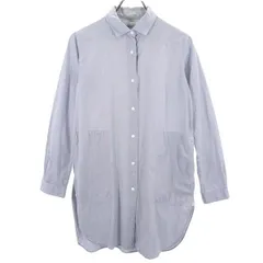 ヤエカ 日本製 ストライプ チュニック M グレー系 YAECA 長袖 シャツ レディース 【中古】  【230225】