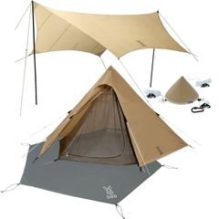 [DOD(ディーオーディー)] デュオキャンプにぴったり DODおススメワンポールテント&タープセット【お得な4点セット】  