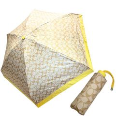 コーチ COACH 傘 折り畳み 日傘 晴雨兼用 小物 かさ UVカット 遮光 シグネチャー ミニ アンブレラ C4322 SVX3F ライトカーキ×デイジー