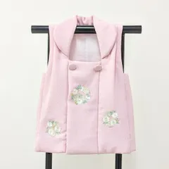 七五三 3歳 女の子 被布コート 単品 くすみ ピンク 刺繍 SH10-4