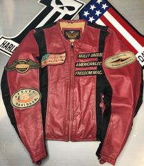 稀少！金赤糸刺繍限定品！牛革ハーレーダビッドソン　ライダースジャケット Harley Davidson - 【稀少！金赤糸刺繍限定品！】山羊&牛革