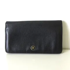 シャネル CHANEL 財布 長財布 ココボタン レザー 二つ折り 黒 ブラック 国内正規品 ギャランティーカード付