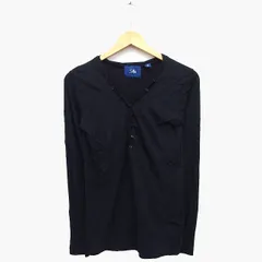 アバハウス ABAHOUSE Selpist カットソー 長袖 ハーフボタン 無地 シンプル 綿混 薄手 M ブラック 黒 /HT21のサムネイル