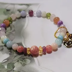 b17♡CandyBOX♡　ブレスレット♡ルビー　インカローズ　サンストーン　クンツァイト　ピンクオパール　アクアマリン　ペリドット　ローズクォーツ　ラベンダーアメジスト　水晶　ムーンストーン　ラリマー　フォスフォシデライト　シトリン