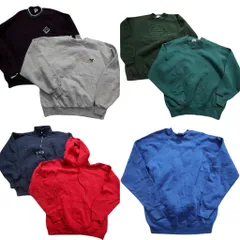 古着卸 まとめ売り USA製 スウェット 7枚セット (メンズ M ) 無地 ハーフジップ パーカー 刺繍 90s 中古 古着 MZ0500