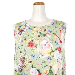 6月限定開催！7日間だけの感謝セール  鴨居羊子パジャマ　新品未使用‼️TUNIC　春夏 　ノースリーブワンピース　100双天竺グリーントリップ　若草色　63222  日本製のサムネイル