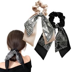【特価商品】リボン ヘアアクセ リボン 髪ゴム レディース おしゃれ リボンシュシュ 大人2個セット 髪飾り ヘアゴム シルク JP224 シュシュ (color5-bigflower) shefun