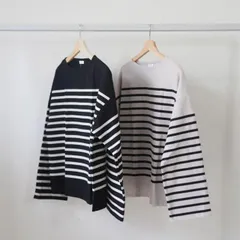 ORCIVAL | WIDE BODY BOAT NECK P.O. (black x flour/opposum x black) size 1 | オーシバル ボートネック ボーダー 長袖
