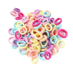 【数量限定】カラフル 黒 100本セット 髪飾り 女の子 ヘアアクセサリー キッズ まとめJP136 小さい ベビーヘアゴム 髪ゴム 子供 (A1-color-100) こども ヘアゴム shefun