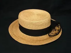 ■極美品■ CA4LA カシラ ストロー 麦わら帽子 ハット 帽子 レディース ベージュ系×ブラック系 DJ5923