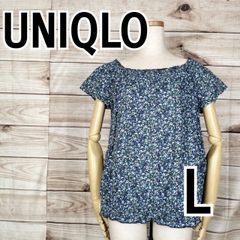 美品　UNIQLO　ユニクロ　花柄ブラウス　春　ゆったり　チュニック　レディース　半袖　ゆったり　Lサイズ　L2 黒　紫 (5828 bbb150)