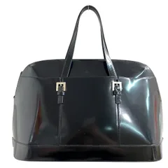 ランバン LANVIN トートバッグ ハンドバッグ エナメル シルバー金具 ポーチ付 黒 ブラックのサムネイル