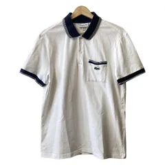 Lacoste(ラコステ) 半袖ポロシャツ サイズUS L メンズ - 白×ダークネイビー