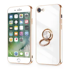 【人気商品】ケース リング付き 耐衝撃 ケース 360°回転 スタンド機能 iPhone8/7 車載ホルダー対応 SE2/3 4.7インチ アイフォンSE2 iPhone リング カバー iPhone レンズ保護 ストラップホール付き SE （ホワイト）