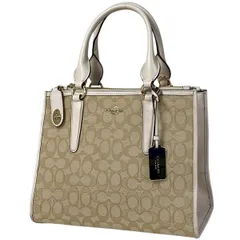 コーチ COACH シグネチャー ハンドバッグ ロゴ トートバッグ ハンドバッグ キャンバス ベージュ ホワイト 33524 レディース 【中古】
