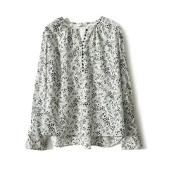☆ ホワイト ☆ Mサイズ ☆ ブラウス 花柄 オシャレ ブラウス 長袖 おしゃれ レディース トップス きれいめ ゆったり オフィス ビジネス オフィスカジュアル 長袖ブラウス シャツブラウス 仕事 上品 通勤 春秋 かわいい カジュアル