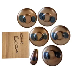 玉川堂　茶筒、茶托5客 玉川堂 亀甲文 鎚起銅製茶器揃(茶筒 建水 茶托) | 骨董品買取